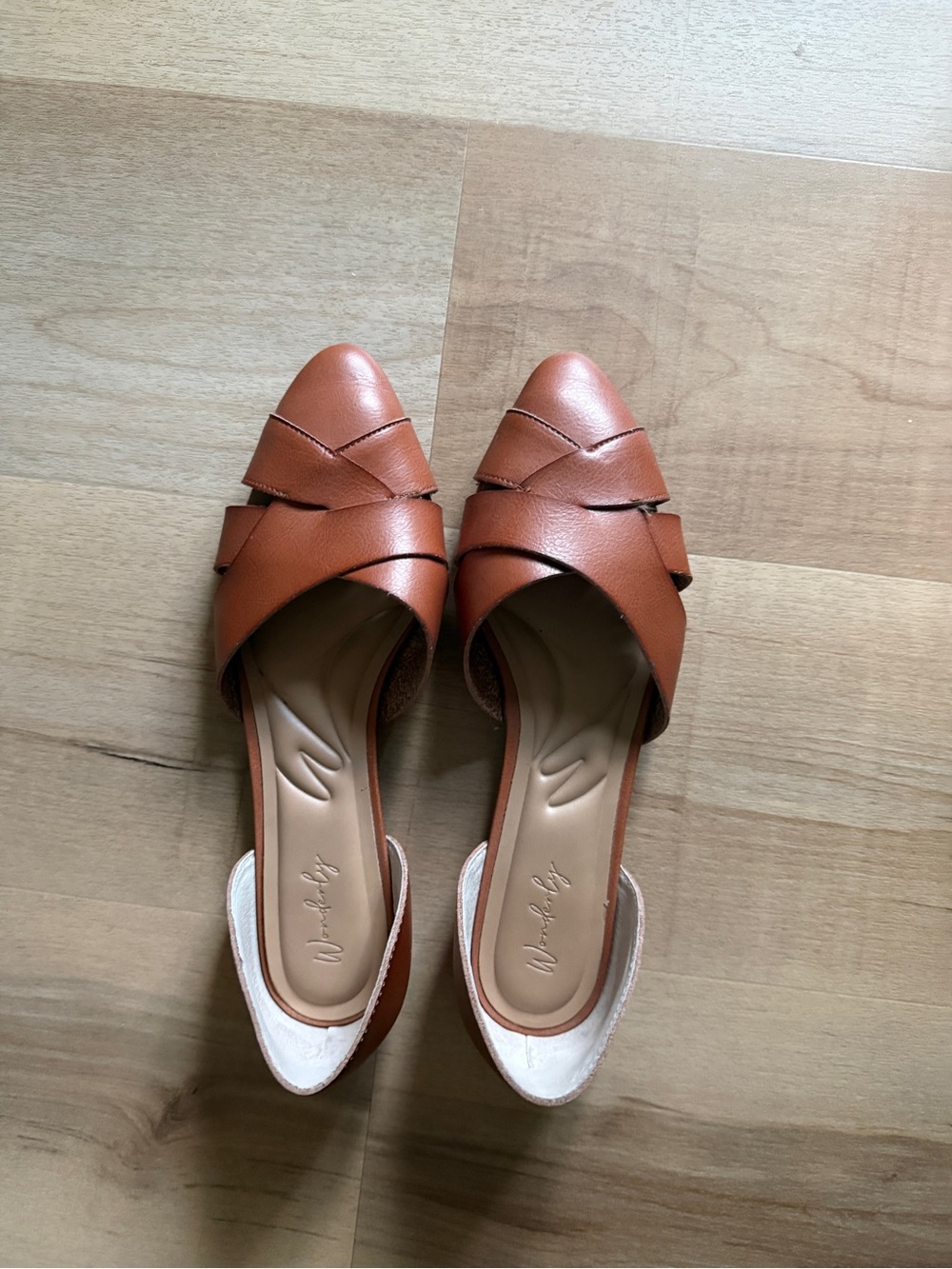 Tan Woven Leather Flats